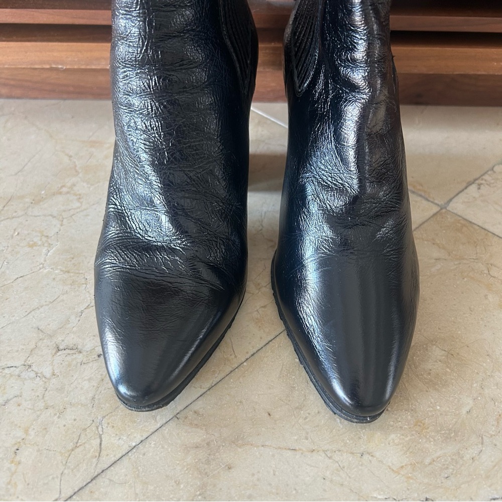 Saint Laurent Paris Black Leather Boots with Zipper Detail - Picture 3 of 16